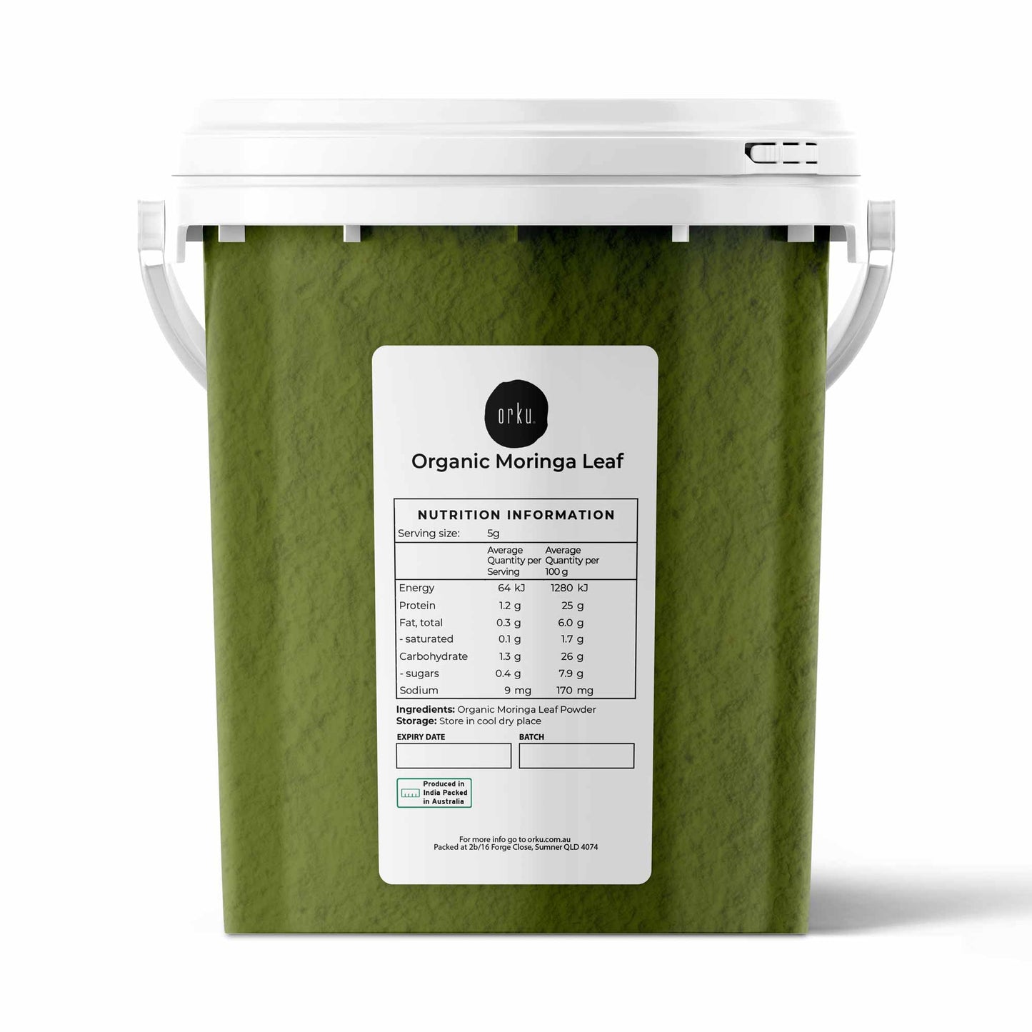 Organic Moringa Leaf Powder Tub Bucket - Supplement Moringa Drumstick Leaf