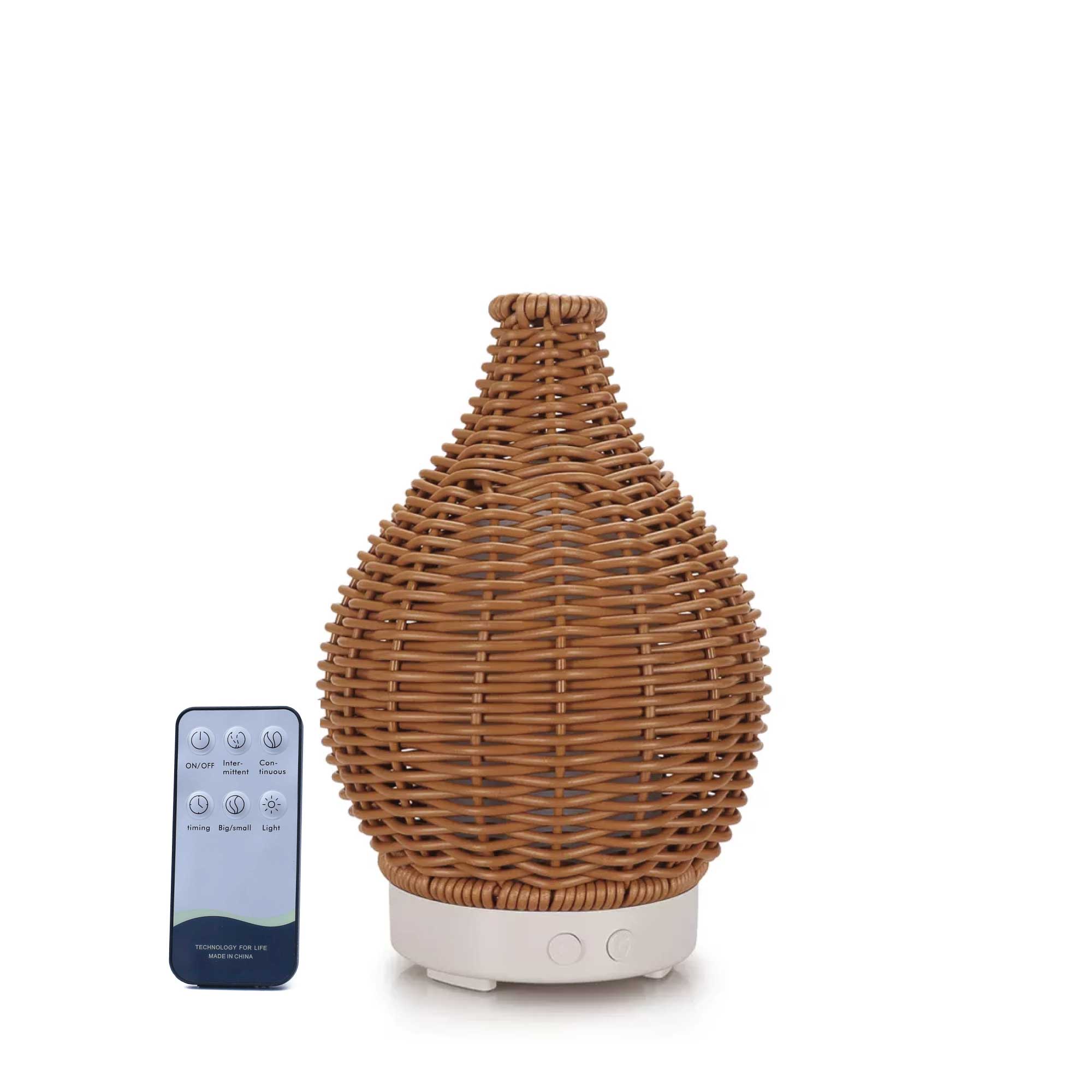 Essential Oil Aroma Diffuser and Remote - 100ml Rattan Woven Mist Humi ...