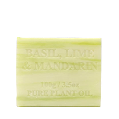 10x 100g Plant Oil Soap Basil Lime Mandarin Scent Pure Natural Vegetable Base Bar