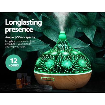 DEVANTI Aroma Aromatherapy Diffuser 3D LED Night Light Firework Air Humidifier Purifier 400ml Remote Control