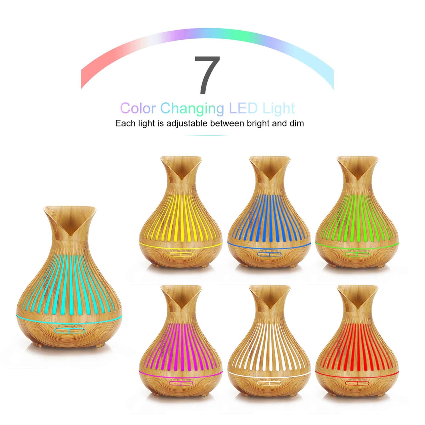 Essential Oil Aroma Diffuser and Remote - 500ml Tulip Top Wood Mist Humidifier